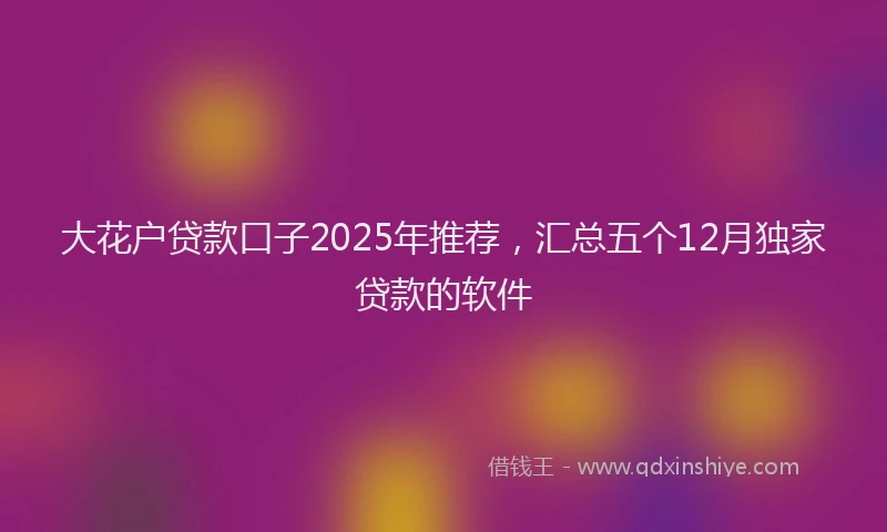 大花户贷款口子2025年推荐，汇总五个12月独家贷款的软件