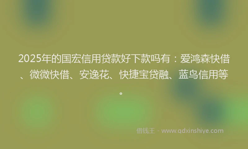 2025年的国宏信用贷款好下款吗有：爱鸿森快借、微微快借、安逸花、快捷宝贷融、蓝鸟信用等。