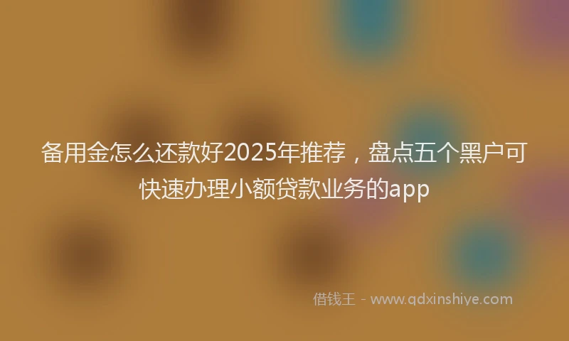 备用金怎么还款好2025年推荐，盘点五个黑户可快速办理小额贷款业务的app
