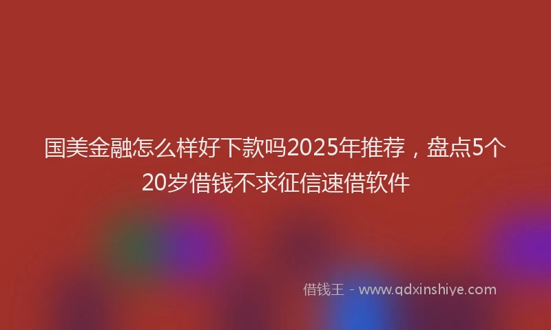 国美金融怎么样好下款吗2025年推荐，盘点5个20岁借钱不求征信速借软件