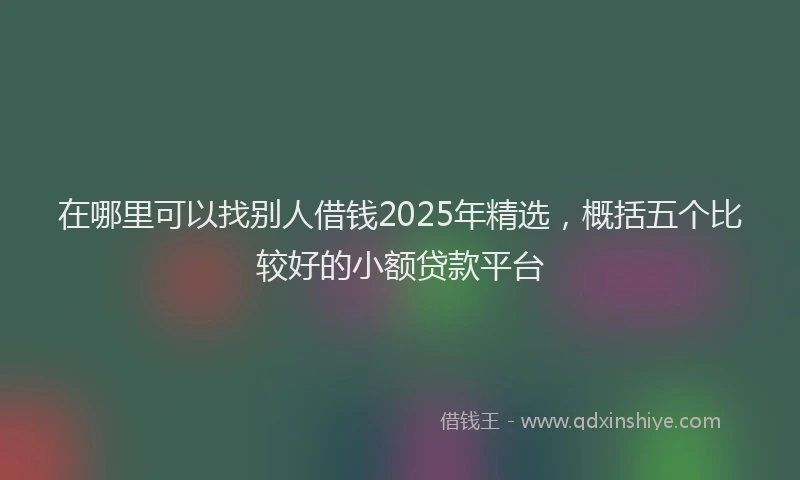 在哪里可以找别人借钱2025年精选，概括五个比较好的小额贷款平台