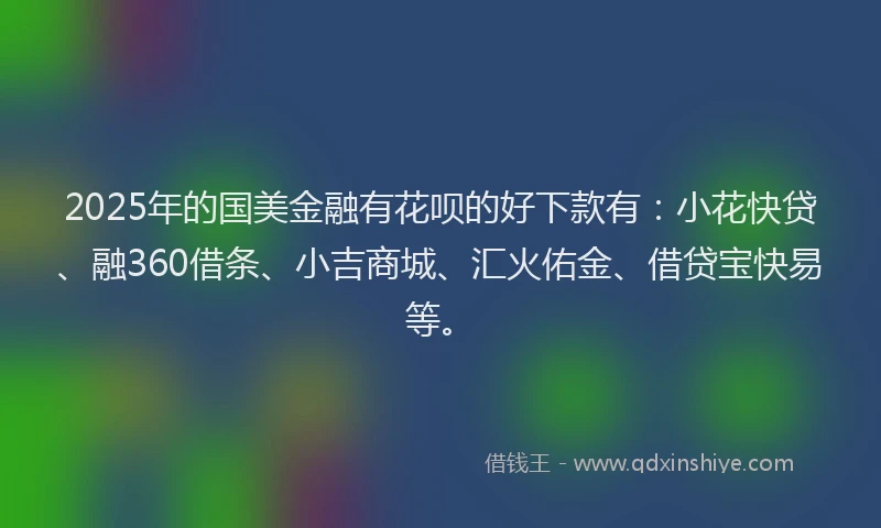 2025年的国美金融有花呗的好下款有：小花快贷、融360借条、小吉商城、汇火佑金、借贷宝快易等。