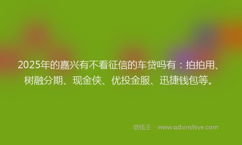2025年的嘉兴有不看征信的车贷吗有：拍拍用、树融分期、现金侠、优投金服、迅捷钱包等。