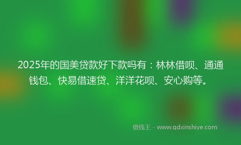 2025年的国美贷款好下款吗有：林林借呗、通通钱包、快易借速贷、洋洋花呗、安心购等。