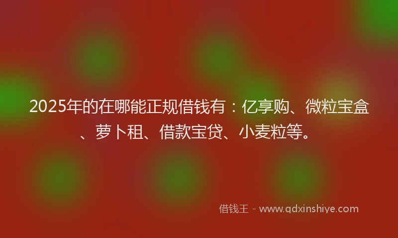 2025年的在哪能正规借钱有：亿享购、微粒宝盒、萝卜租、借款宝贷、小麦粒等。