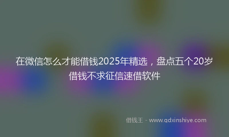 在微信怎么才能借钱2025年精选，盘点五个20岁借钱不求征信速借软件