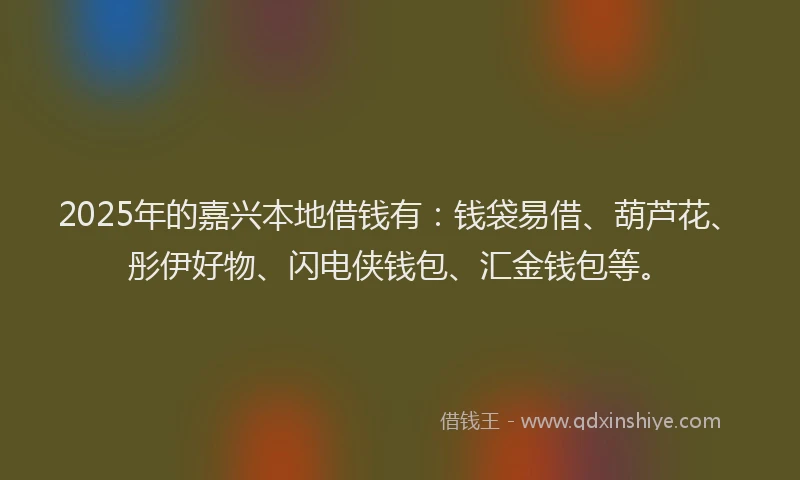 2025年的嘉兴本地借钱有：钱袋易借、葫芦花、彤伊好物、闪电侠钱包、汇金钱包等。