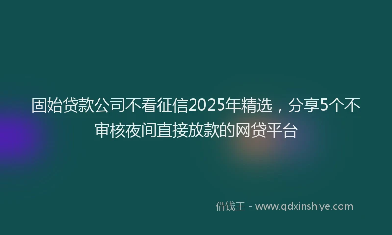 固始贷款公司不看征信2025年精选，分享5个不审核夜间直接放款的网贷平台