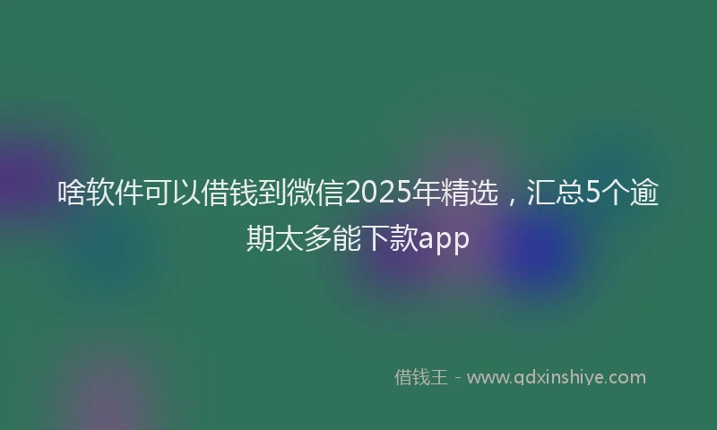 啥软件可以借钱到微信2025年精选，汇总5个逾期太多能下款app