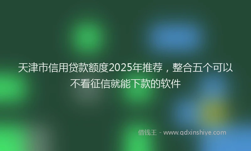 天津市信用贷款额度2025年推荐，整合五个可以不看征信就能下款的软件