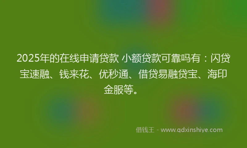 2025年的在线申请贷款 小额贷款可靠吗有：闪贷宝速融、钱来花、优秒通、借贷易融贷宝、海印金服等。