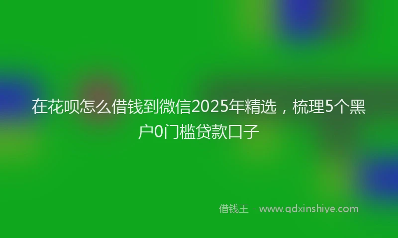 在花呗怎么借钱到微信2025年精选，梳理5个黑户0门槛贷款口子