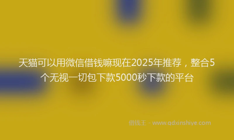 天猫可以用微信借钱嘛现在2025年推荐，整合5个无视一切包下款5000秒下款的平台