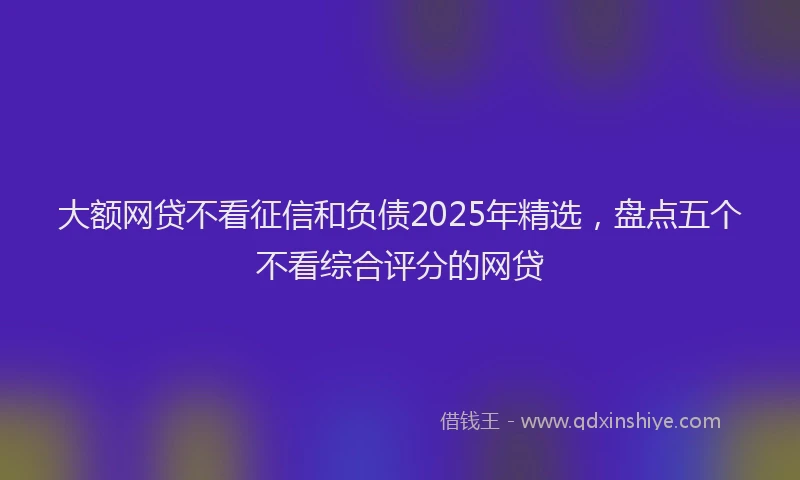 大额网贷不看征信和负债2025年精选，盘点五个不看综合评分的网贷