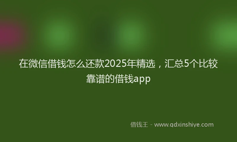 在微信借钱怎么还款2025年精选，汇总5个比较靠谱的借钱app
