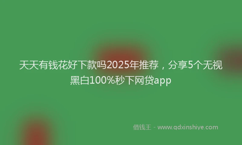 天天有钱花好下款吗2025年推荐，分享5个无视黑白100%秒下网贷app