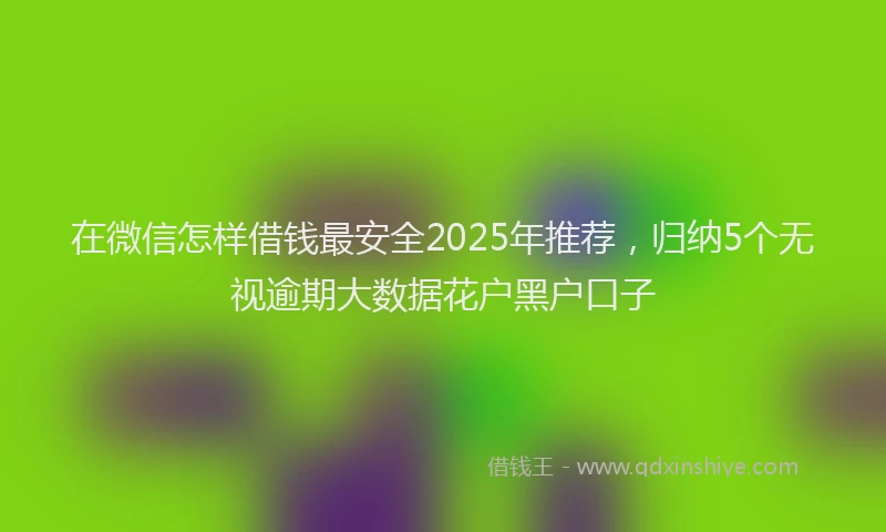 在微信怎样借钱最安全2025年推荐，归纳5个无视逾期大数据花户黑户口子