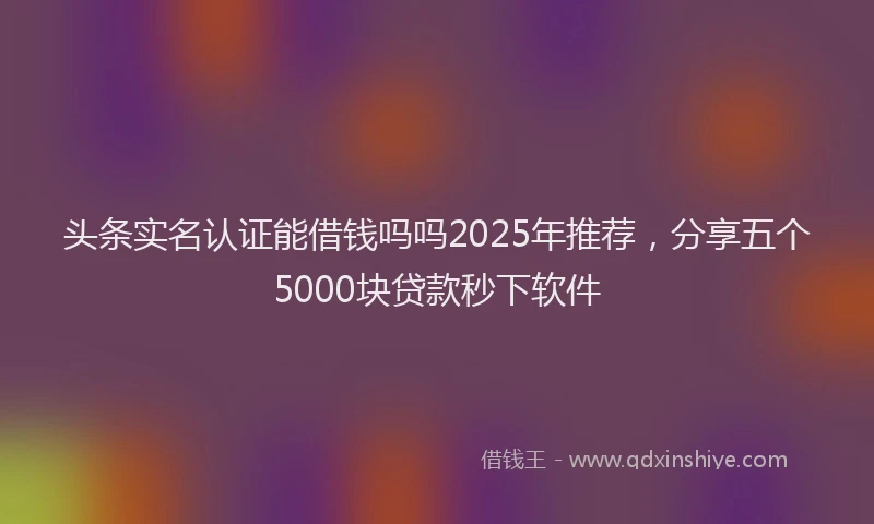 头条实名认证能借钱吗吗2025年推荐，分享五个5000块贷款秒下软件