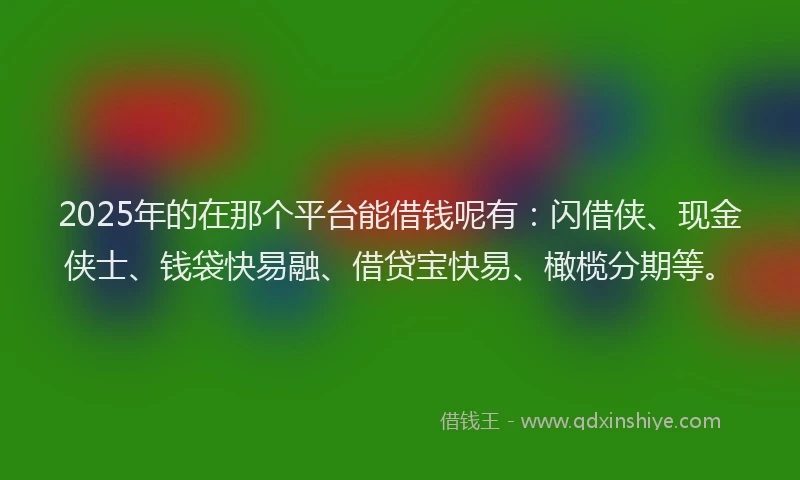 2025年的在那个平台能借钱呢有：闪借侠、现金侠士、钱袋快易融、借贷宝快易、橄榄分期等。