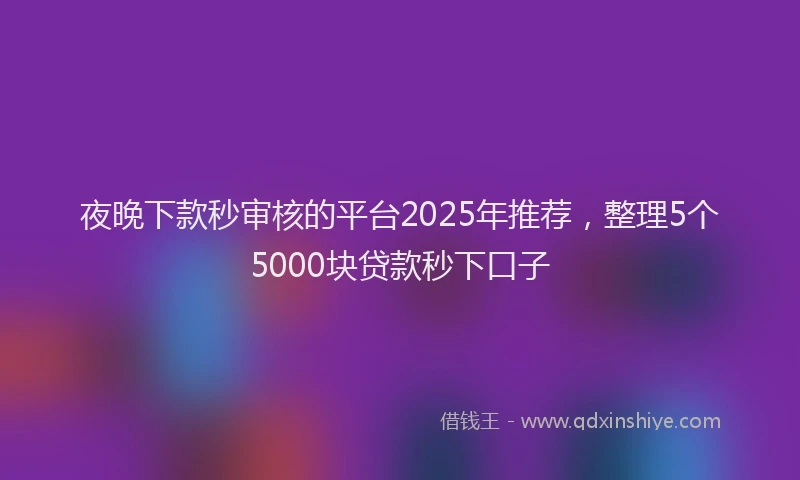 夜晚下款秒审核的平台2025年推荐，整理5个5000块贷款秒下口子