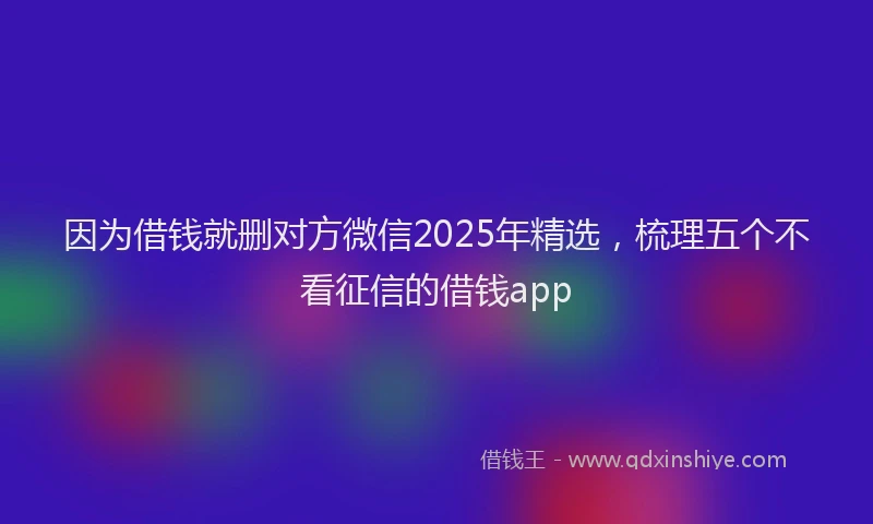 因为借钱就删对方微信2025年精选，梳理五个不看征信的借钱app