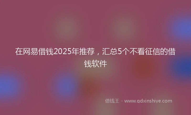 在网易借钱2025年推荐，汇总5个不看征信的借钱软件