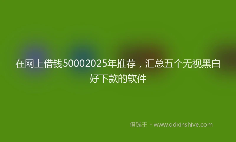 在网上借钱50002025年推荐，汇总五个无视黑白好下款的软件