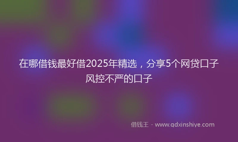 在哪借钱最好借2025年精选，分享5个网贷口子风控不严的口子