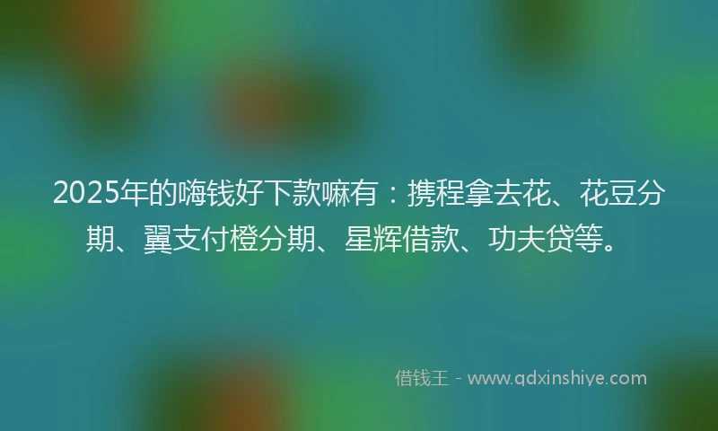 2025年的嗨钱好下款嘛有：携程拿去花、花豆分期、翼支付橙分期、星辉借款、功夫贷等。