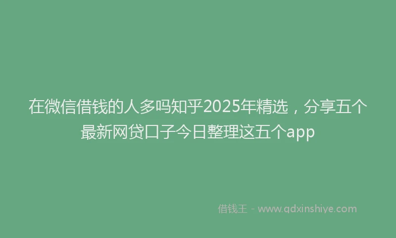 在微信借钱的人多吗知乎2025年精选，分享五个最新网贷口子今日整理这五个app