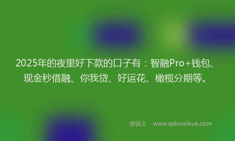 2025年的夜里好下款的口子有：智融Pro+钱包、现金秒借融、你我贷、好运花、橄榄分期等。