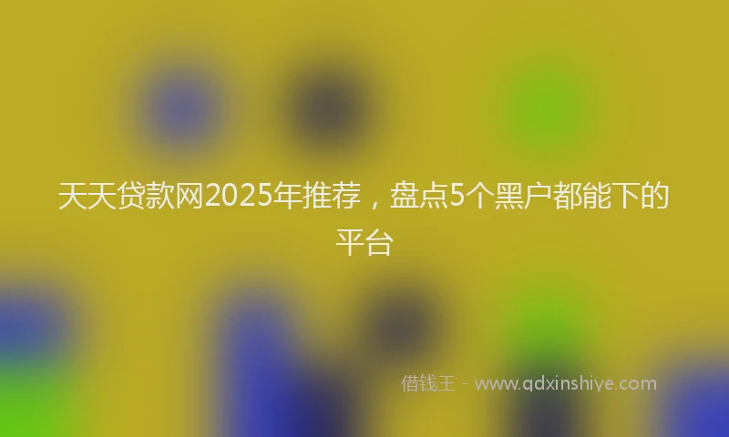 天天贷款网2025年推荐，盘点5个黑户都能下的平台