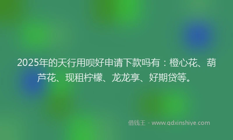 2025年的天行用呗好申请下款吗有：橙心花、葫芦花、现租柠檬、龙龙享、好期贷等。