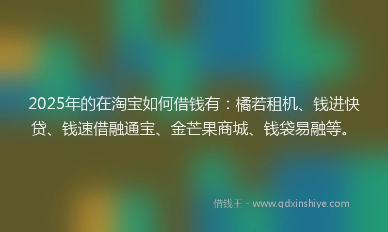 2025年的在淘宝如何借钱有：橘若租机、钱进快贷、钱速借融通宝、金芒果商城、钱袋易融等。