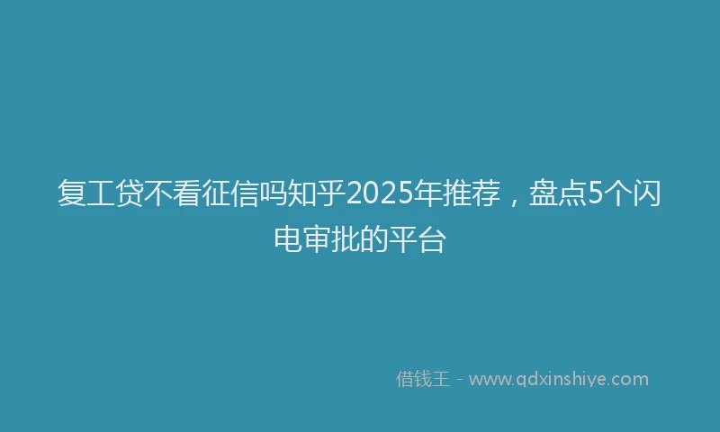 复工贷不看征信吗知乎2025年推荐，盘点5个闪电审批的平台