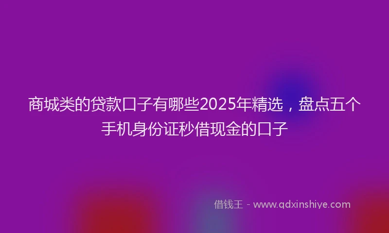 商城类的贷款口子有哪些2025年精选，盘点五个手机身份证秒借现金的口子
