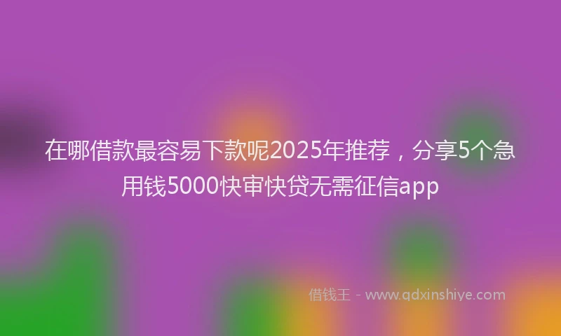 在哪借款最容易下款呢2025年推荐，分享5个急用钱5000快审快贷无需征信app