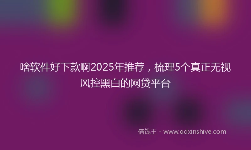 啥软件好下款啊2025年推荐，梳理5个真正无视风控黑白的网贷平台