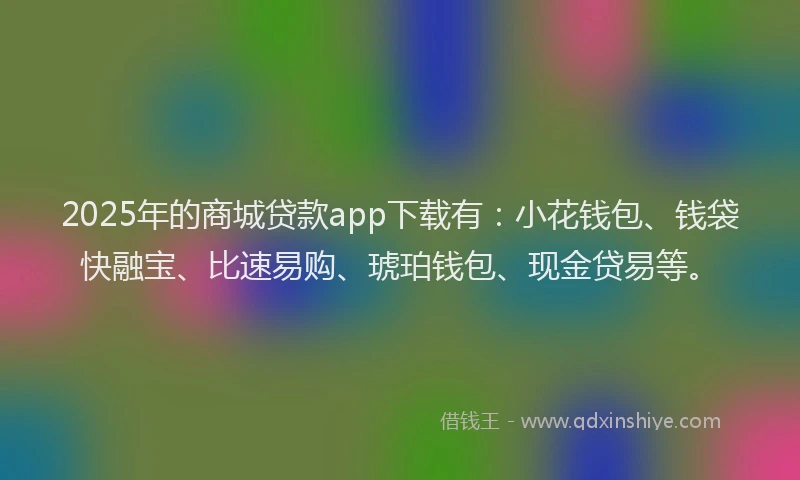 2025年的商城贷款app下载有：小花钱包、钱袋快融宝、比速易购、琥珀钱包、现金贷易等。