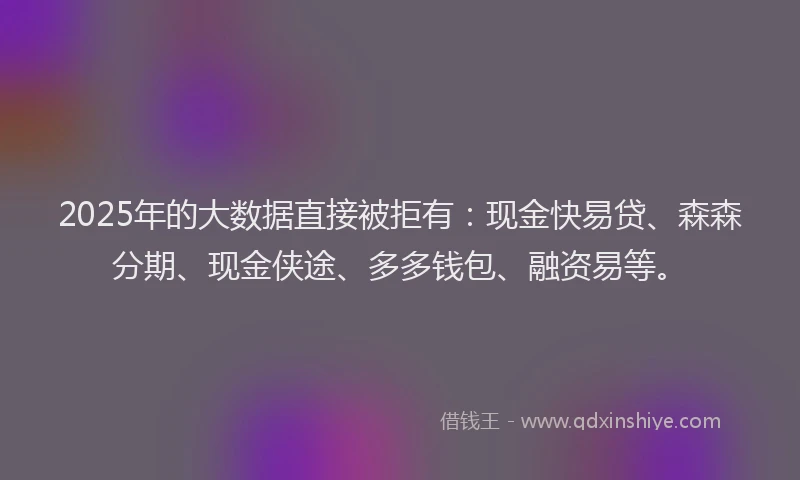 2025年的大数据直接被拒有：现金快易贷、森森分期、现金侠途、多多钱包、融资易等。