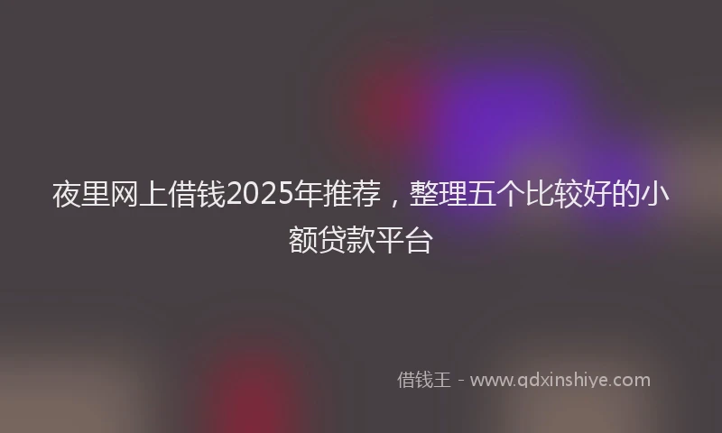夜里网上借钱2025年推荐，整理五个比较好的小额贷款平台