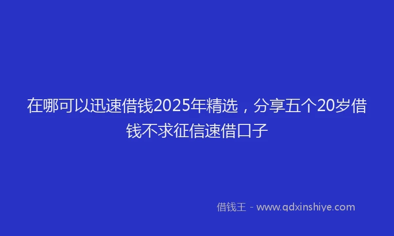 在哪可以迅速借钱2025年精选，分享五个20岁借钱不求征信速借口子