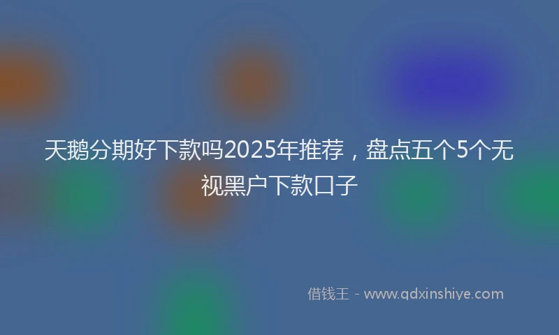 天鹅分期好下款吗2025年推荐，盘点五个5个无视黑户下款口子