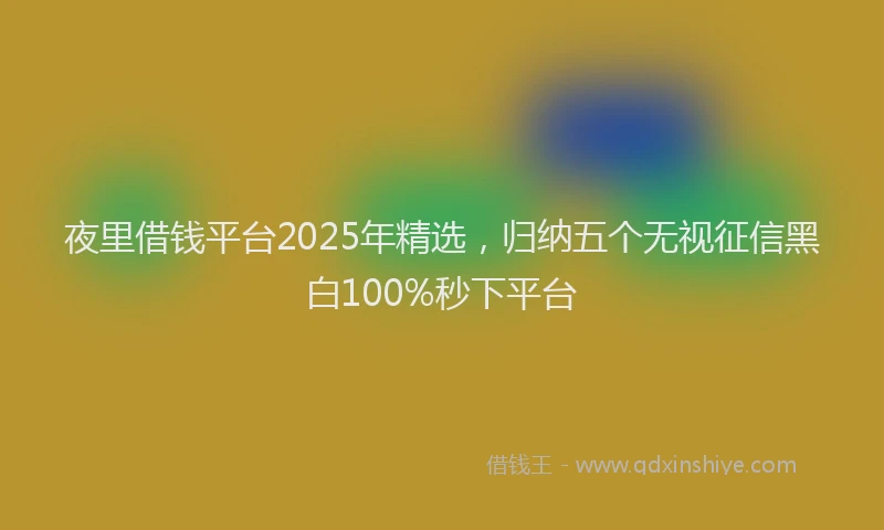 夜里借钱平台2025年精选，归纳五个无视征信黑白100%秒下平台