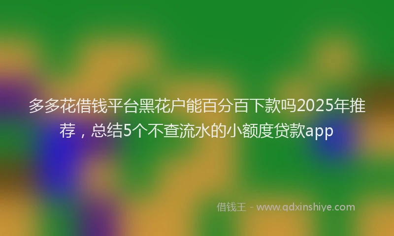 多多花借钱平台黑花户能百分百下款吗2025年推荐，总结5个不查流水的小额度贷款app