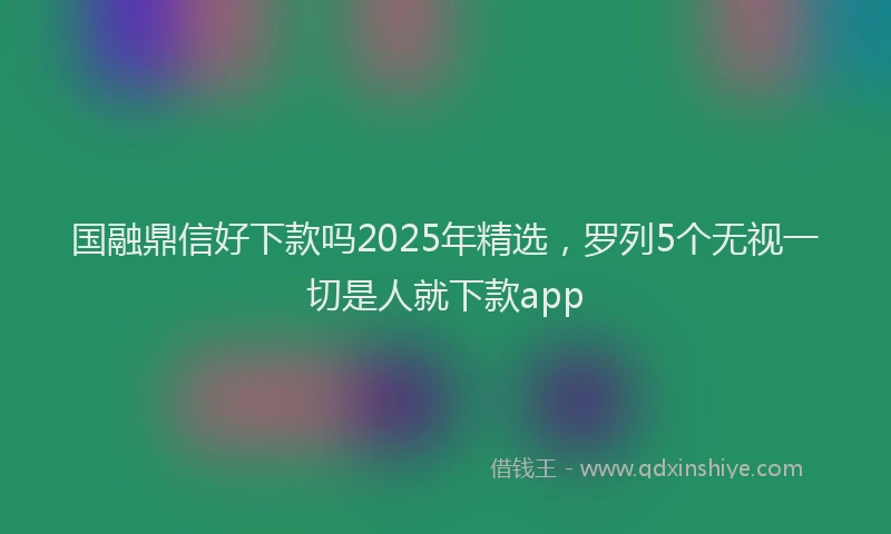国融鼎信好下款吗2025年精选，罗列5个无视一切是人就下款app