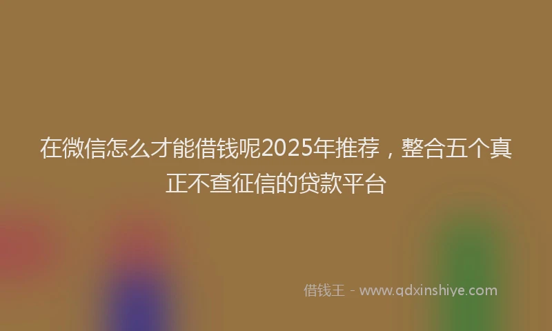 在微信怎么才能借钱呢2025年推荐，整合五个真正不查征信的贷款平台