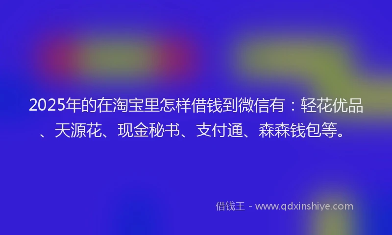 2025年的在淘宝里怎样借钱到微信有:轻花优品、天源花、现金秘书、支付通、森森钱包等。