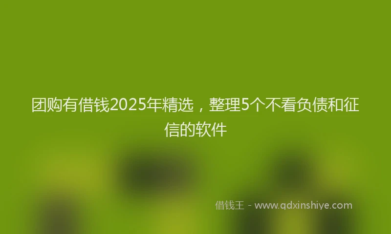 团购有借钱2025年精选，整理5个不看负债和征信的软件