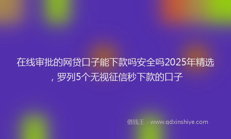 在线审批的网贷口子能下款吗安全吗2025年精选，罗列5个无视征信秒下款的口子